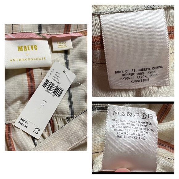 Anthropologie Maeve Striped Bubble Sleeve Blouse S - Picture 14 of 14